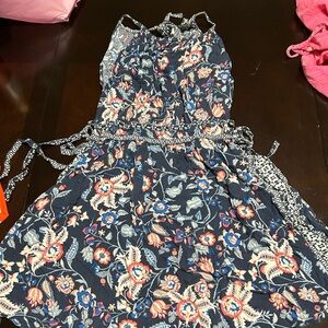 Dress Forum Pink and Orange Ruffled Tie Front Sundress